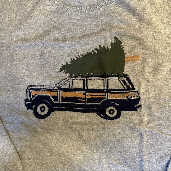 JCrew cotton sweatshirt size XL, Christmas sweater with tree on a station wagon - Picture 2 of 3